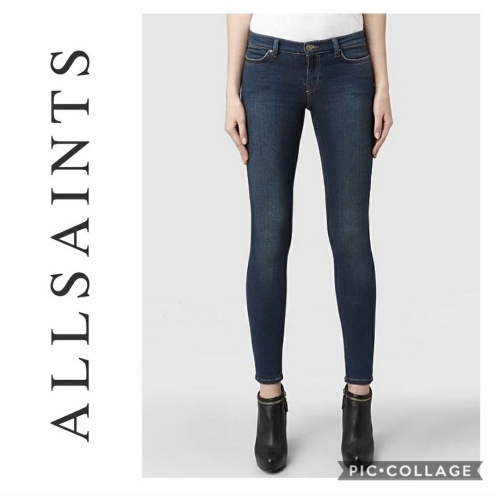 ALL SAINTS Ashby Dark Wash Low Rise Skinny Jeans - Women's Size 28